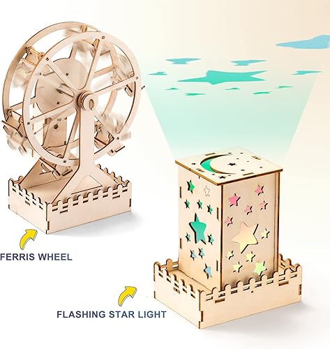 Miniatura 9 de Kits de construcción STEM 10 en 1 para niños de 8 a 12 años, manualidades de madera para niños y niñas de 6 a 8 años, rompecabezas de madera 3D para