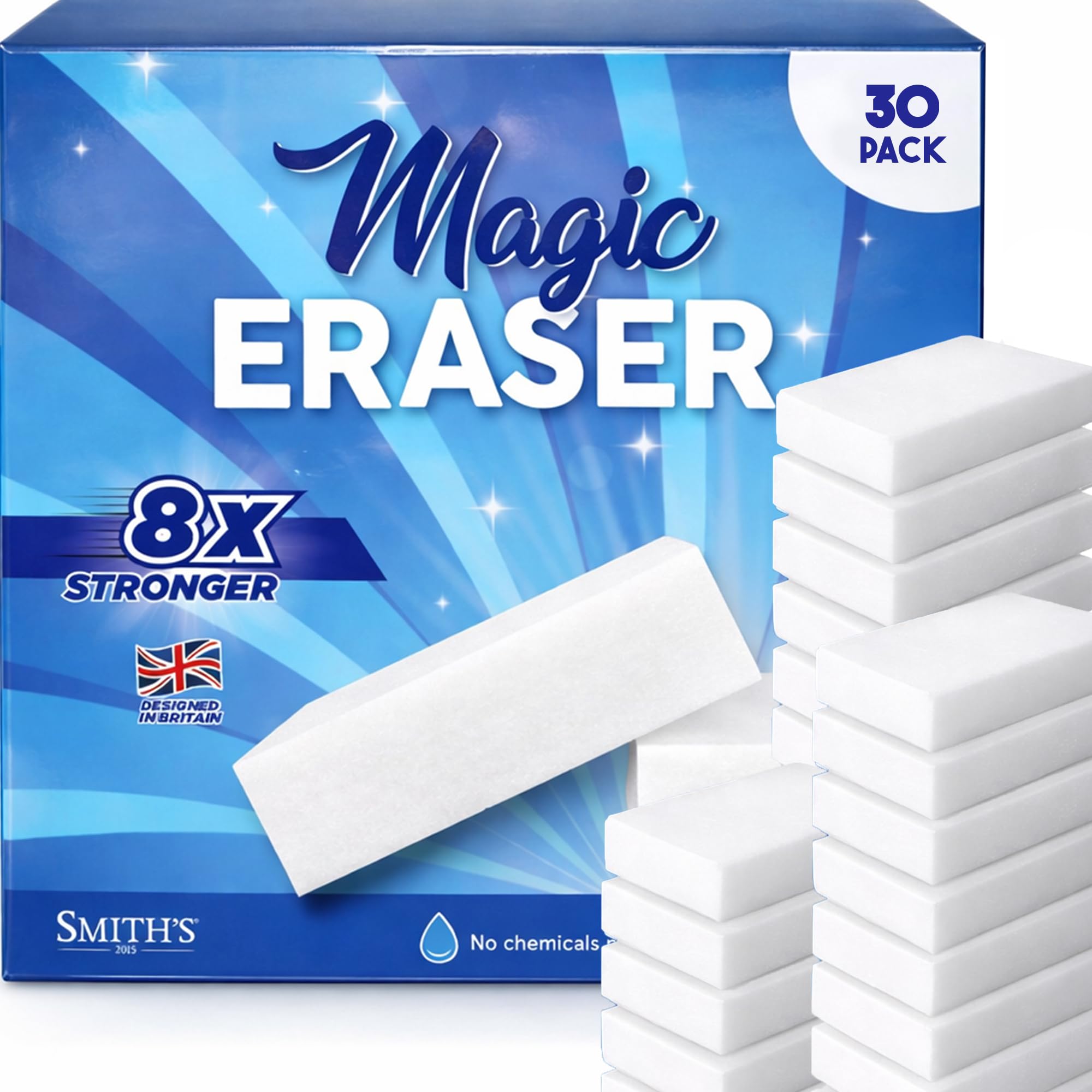 Magic Eraser Sponge for Cleaning by Smith’s | 10 Pack | Trusted by Professional Cleaners | Serving UK Homes for Over 10 Years | 8X Stronger Than Cellulose | Chemical Free — view 10