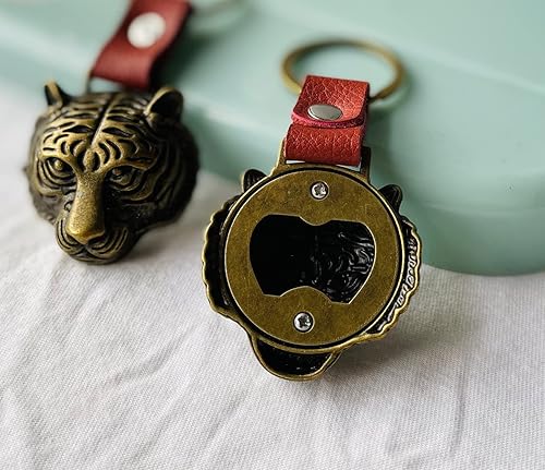 Miniatura 3 de FineUwork 10 llaveros para abridor de botellas de cerveza de tigre, accesorios geniales de llavero de anime, organizador de llavero gótico para