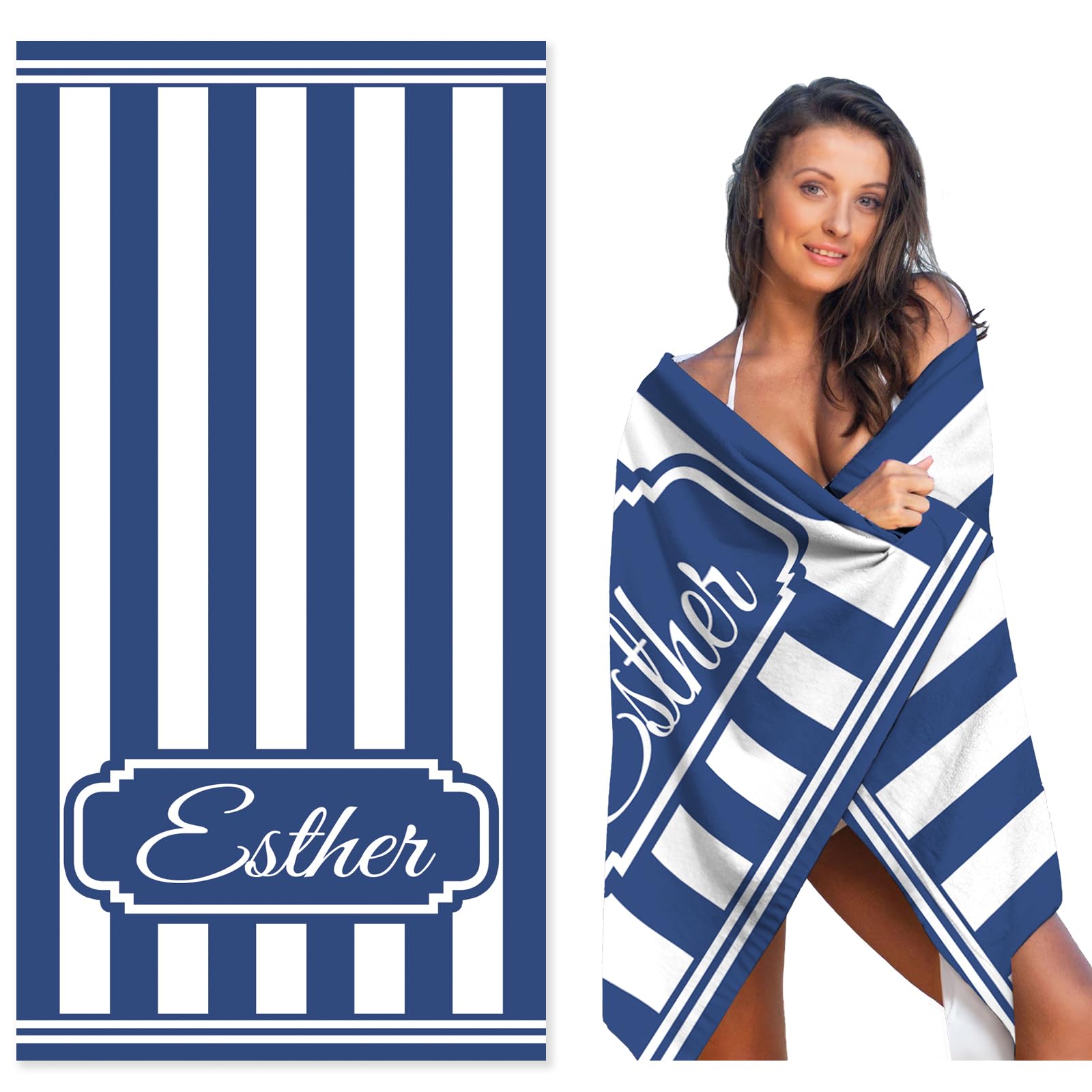 Personalized Beach Towels with Name Microfiber Custom Beach Towels Graduated Gifts for Students, Sand Free Quick Dry Beach Towel for Women Lightweight
