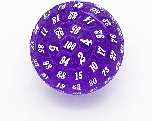 Miniatura 7 de Poludie Dados poliédricos de 100 caras, dados de juego individuales D100, cubo de 100 lados con bolsa negra, dado D100 de 1.890in (morado con número