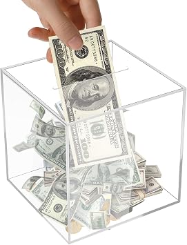 Unbreakable Clear Acrylic Piggy Bank for Adults - Must Break to Open, Secure Coin & Cash Savings Jar, 4.72" x 4.72" - Perfect for Real Money, Coins & Change