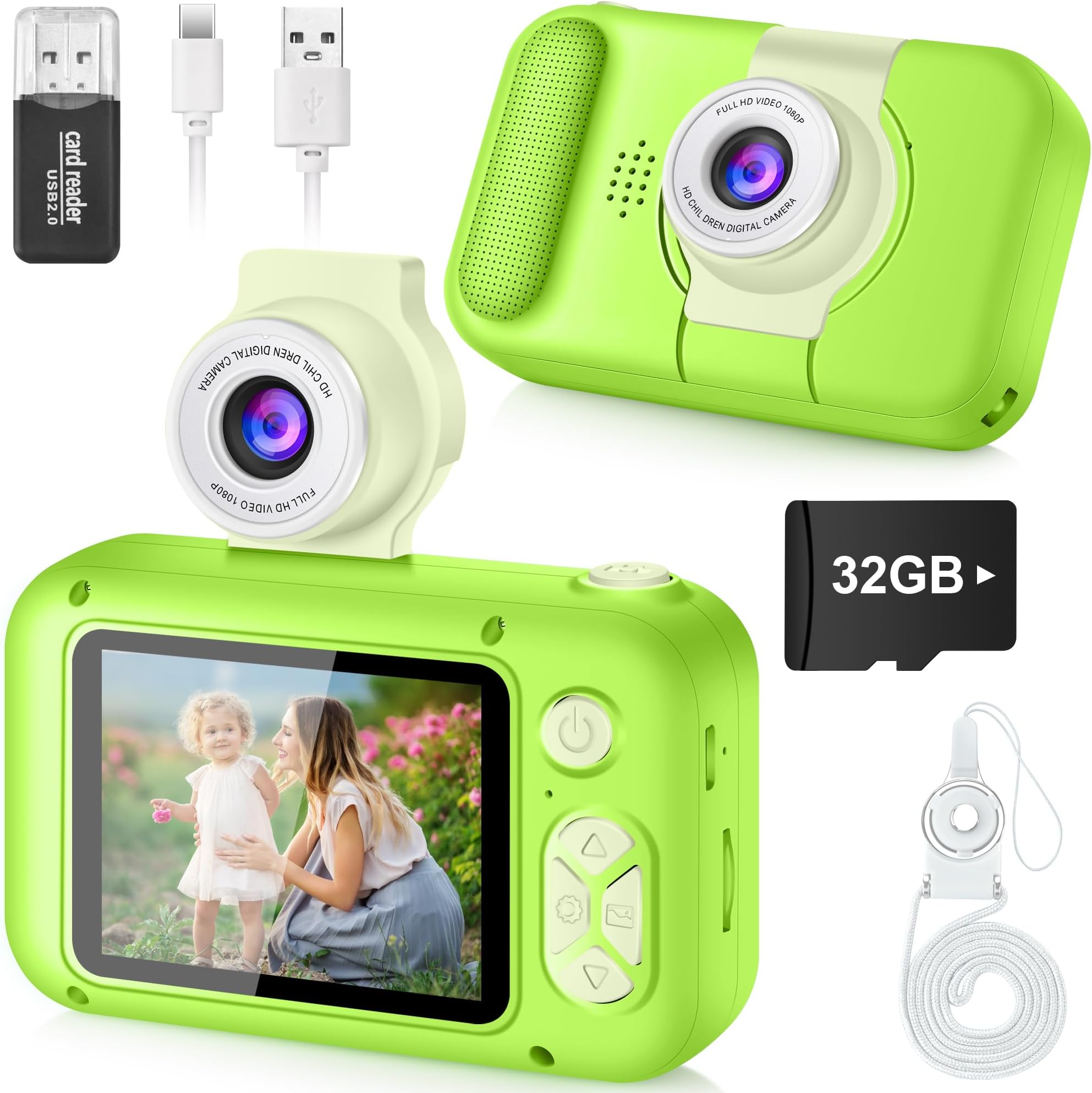– Kids Camera Toy for 3 4 5 6 7 8 9 10 11 12 year old Girls/Boys,Kids Digital Camera for Toddler with 180°Flip Lens&2.4in IPS Screen,Birthday Festival Present Toy for Girls/Boys,32 GB Card,X101