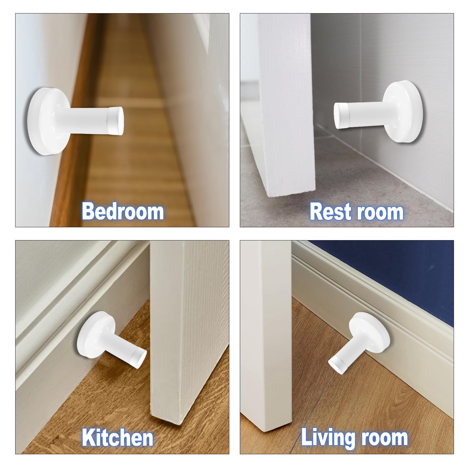 Self-Adhesive Door Stoppers With Rubber Bumper - Sound Dampening Wall & Floor Protectors, 2.56 Inch, 2 Pack