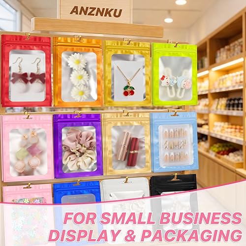 Miniatura 4 de 100 bolsas con cierre de mylar resellables con cremallera y ventana transparente, a prueba de olores, bolsa de embalaje con cremallera para