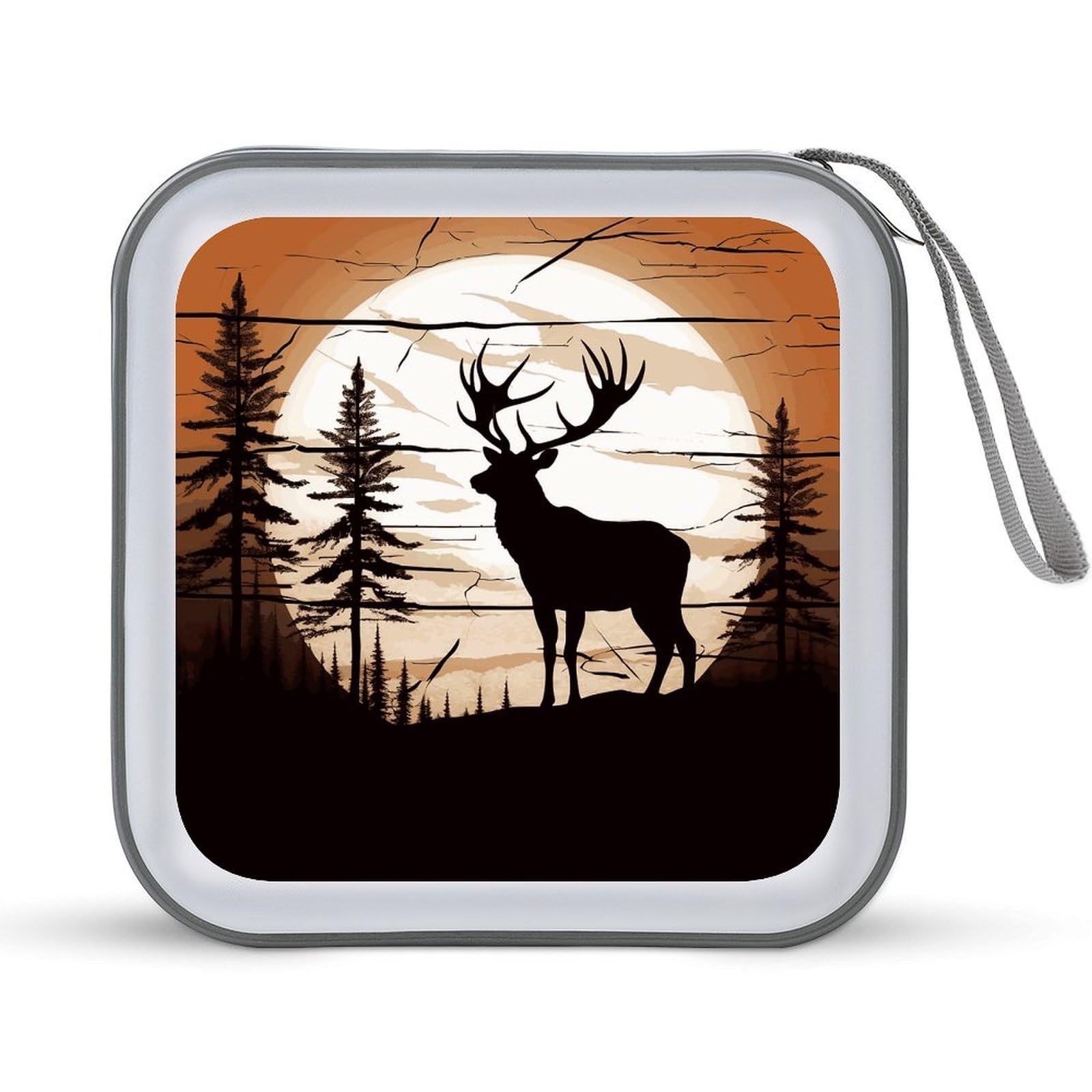 VstaDank Wild Elk Silhouette CD Case with Hand Strap Lightweight DVD Wallet Holder 40 Capacity CD/DVD Case Wallet Protective CD Wallet CD/DVD Portable Storage Binder for Car Home Office
