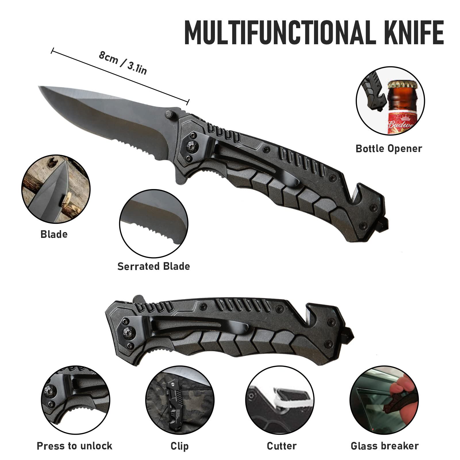 Lixada Kit de Survie d'urgence 10 en 1, Multifunctional Survival Kit de Survie et de Secours en Plein air Multi-Outils extérieur Fournitures de Premiers Soins pour Le Camping Randonnée Chasse Pêche