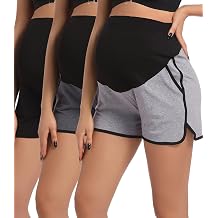 SUIEK 3-Pack Cotton Maternity Shorts Pregnancy Lounge Sleep Wear Pajama | Ultra-soft Maternity Lounge Shorts, Pregnancy Sleep Shorts