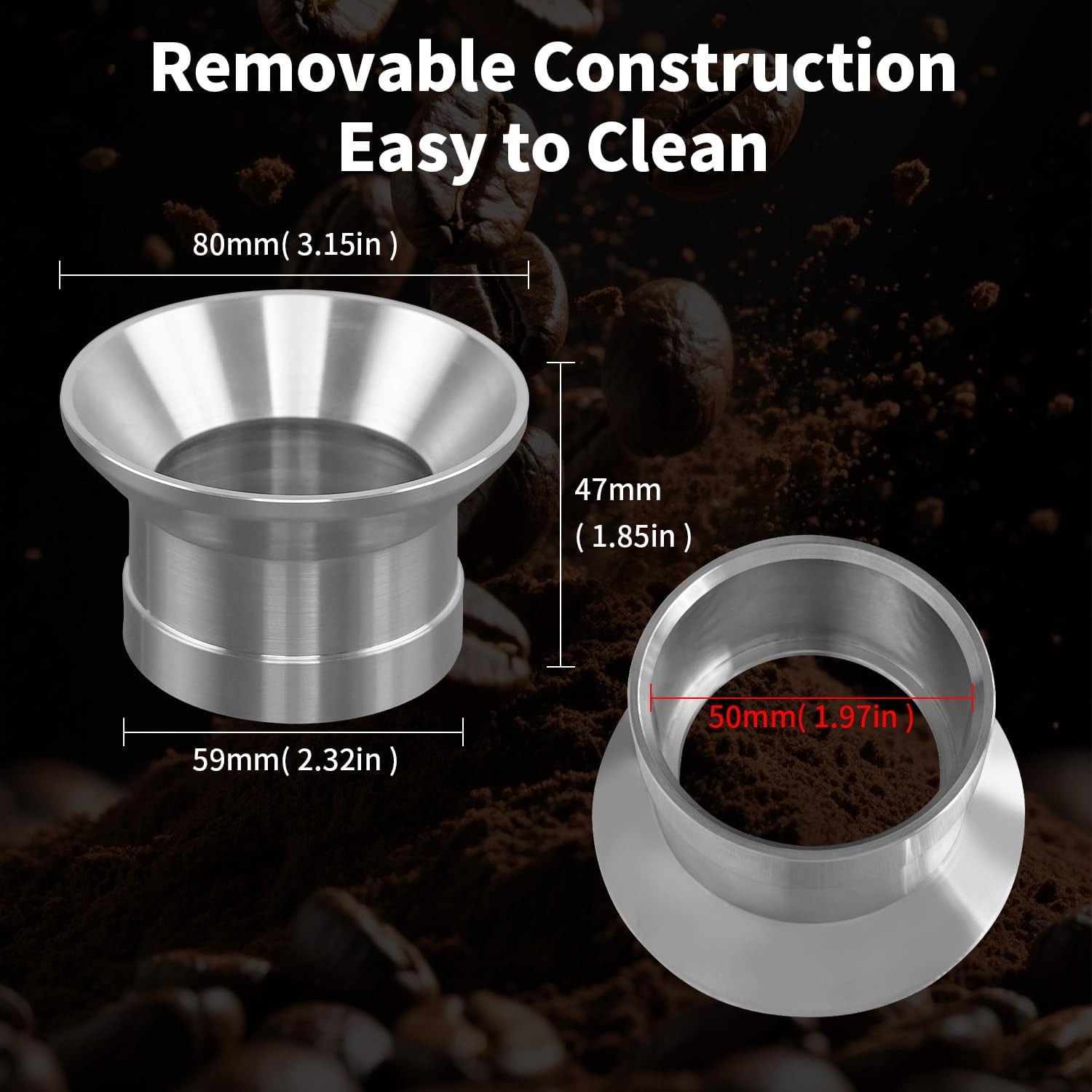 Dosing Funnel for Manual Hand Coffee Grinder, 304 Stainless Steel Coffee Grinder Stand Base Keep the Body Steady, Compatible with KINGrinder P2, TIMEMORE C3S Pro, Rsoilch