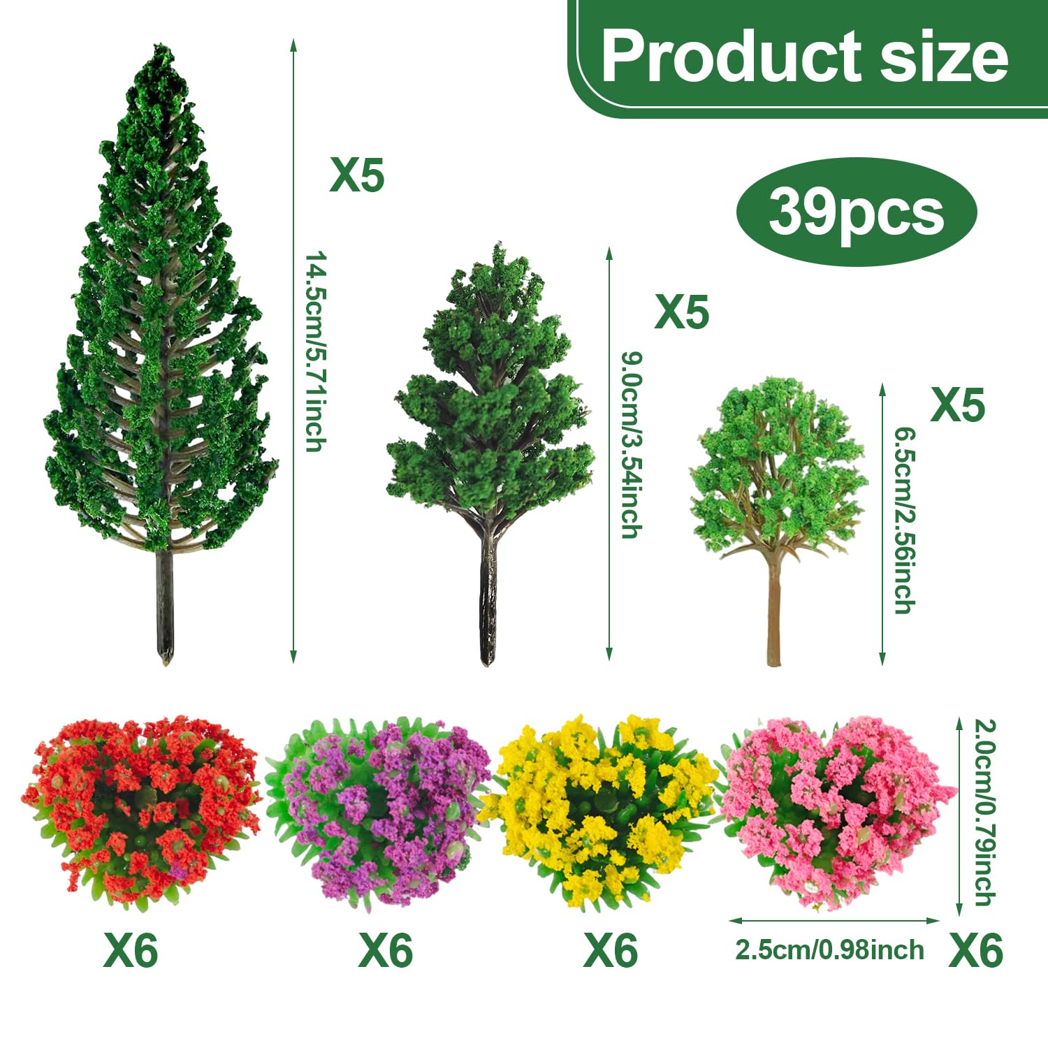 Lot De 30 Arbres Miniatures Pour Maquette - Hauteur 3-7 Cm, Plastique - Pour Décors, Trains, Dioramas, Bricolage Paysager