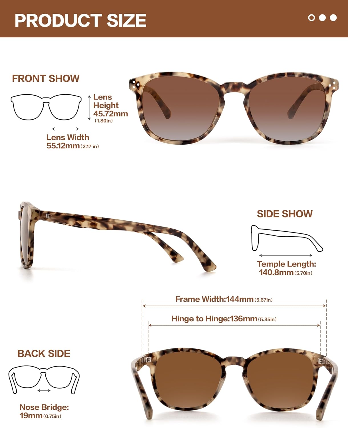 Polarized Sunglasses For Women UV - Protection Womens Trendy Fashion Large Shades With Acetate Frame BC2110 - Image 3