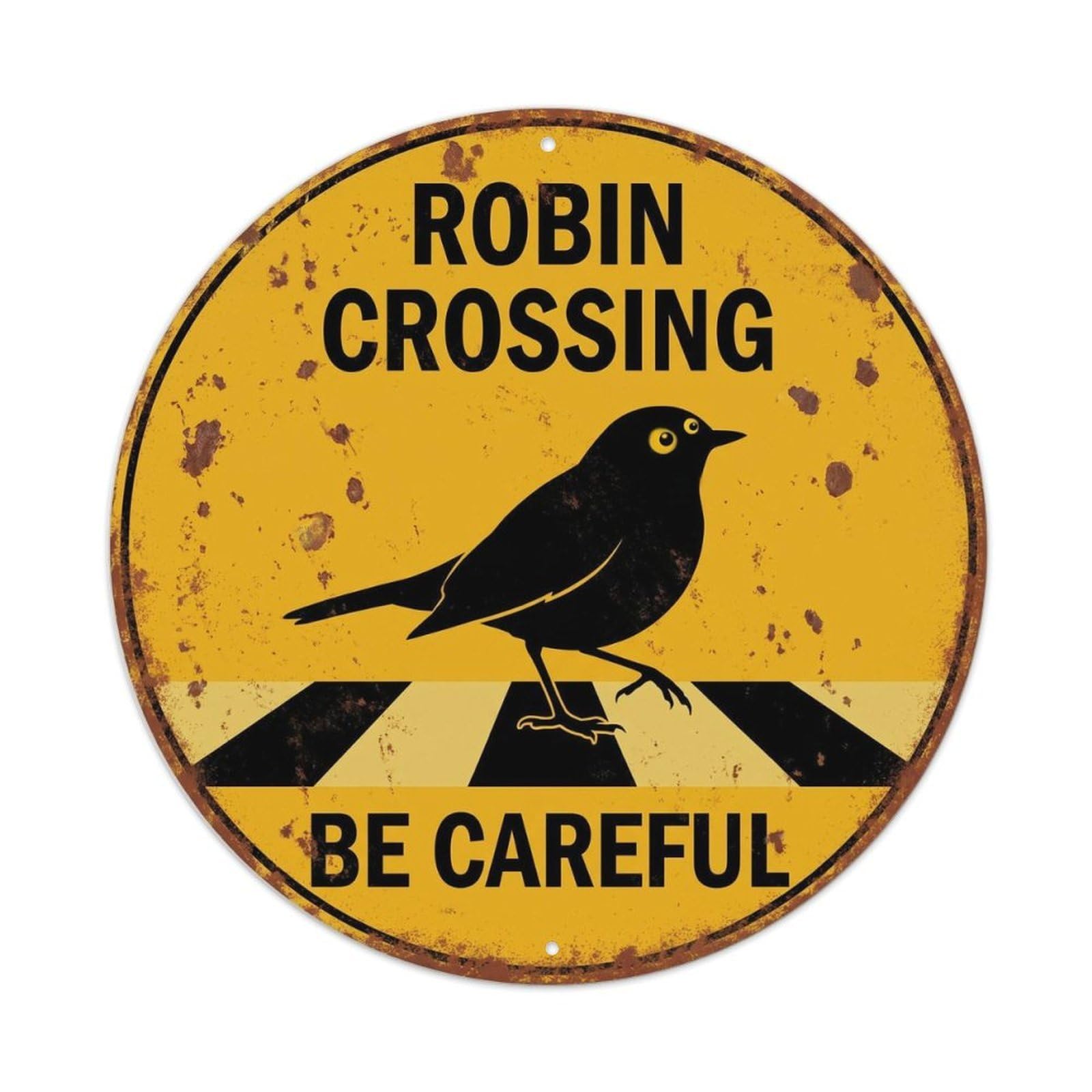 Metal Tin Sign Robin Crossing Be Careful Nostalgic
