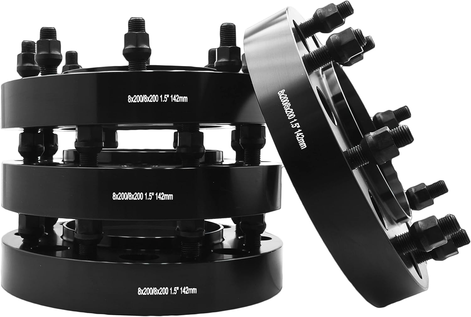 Complete Set OF 8x200 TO 8x200 MM 1.5" Thick Black Hub Centric Wheel Adapters Compatible With Ford 2005+2020 F-350 Dually