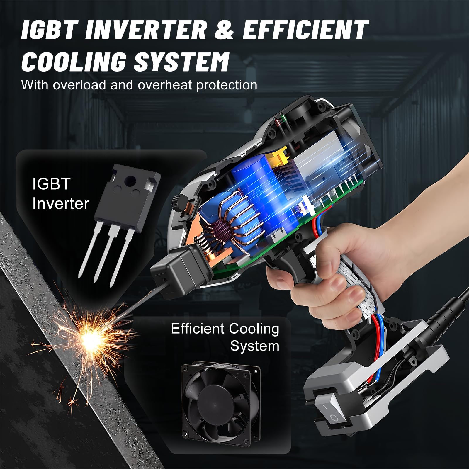 Máquina de Soldar Portátil, Soldadora de Arco con 20 Varillas de Soldadura, Inverter IGBT, 6 Ajuste de Corriente Variable, Máquina de Soldar Eléctrica para Barras de Soldadura de 3/32 "-1/8" (Gris)