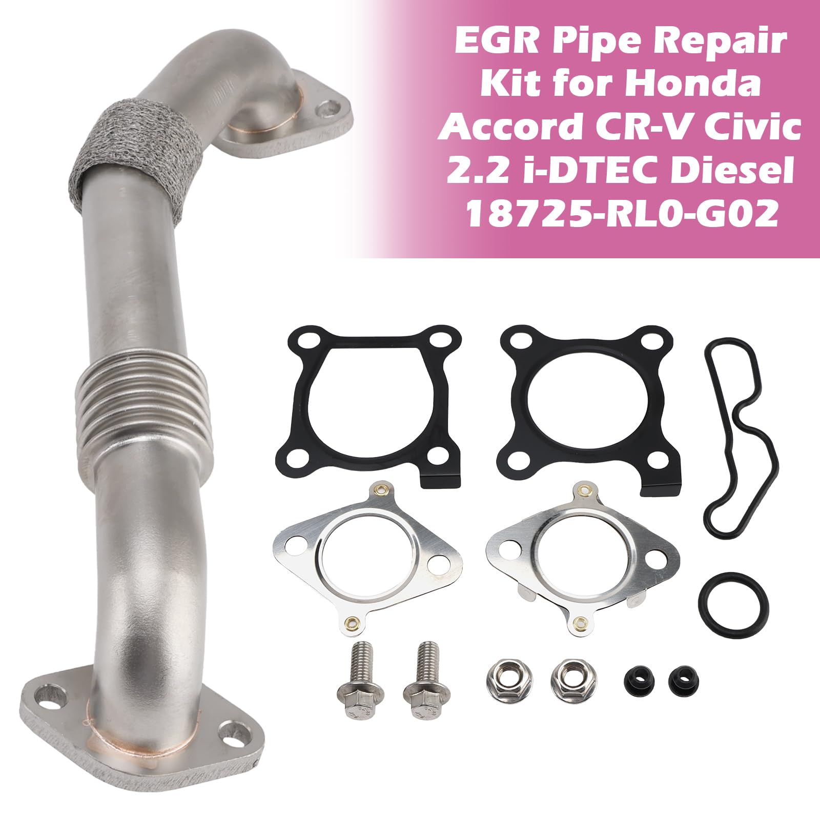 Topteng EGR Pipe Repair Kit 18725-RL0-G02 Apto para Honda Accord 2.2 iDTEC 2008-2015, CR-V 2.2 iDTEC 2010-2014, Civic 2.2 iDTEC 2011-2015, Apto para All N22B iDTEC Engines