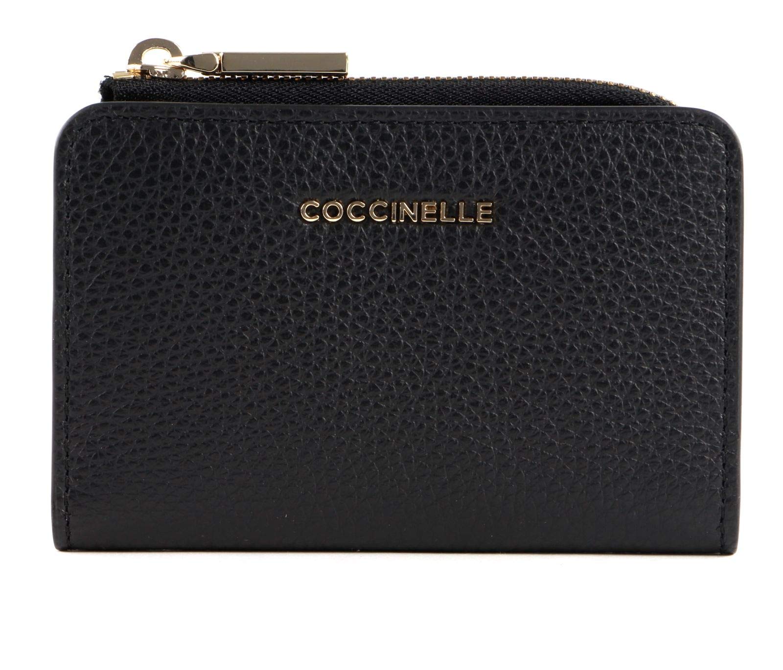 Coccinelle Leder Kartenetui Metallic Soft Credit Card Holder Noir schwarz