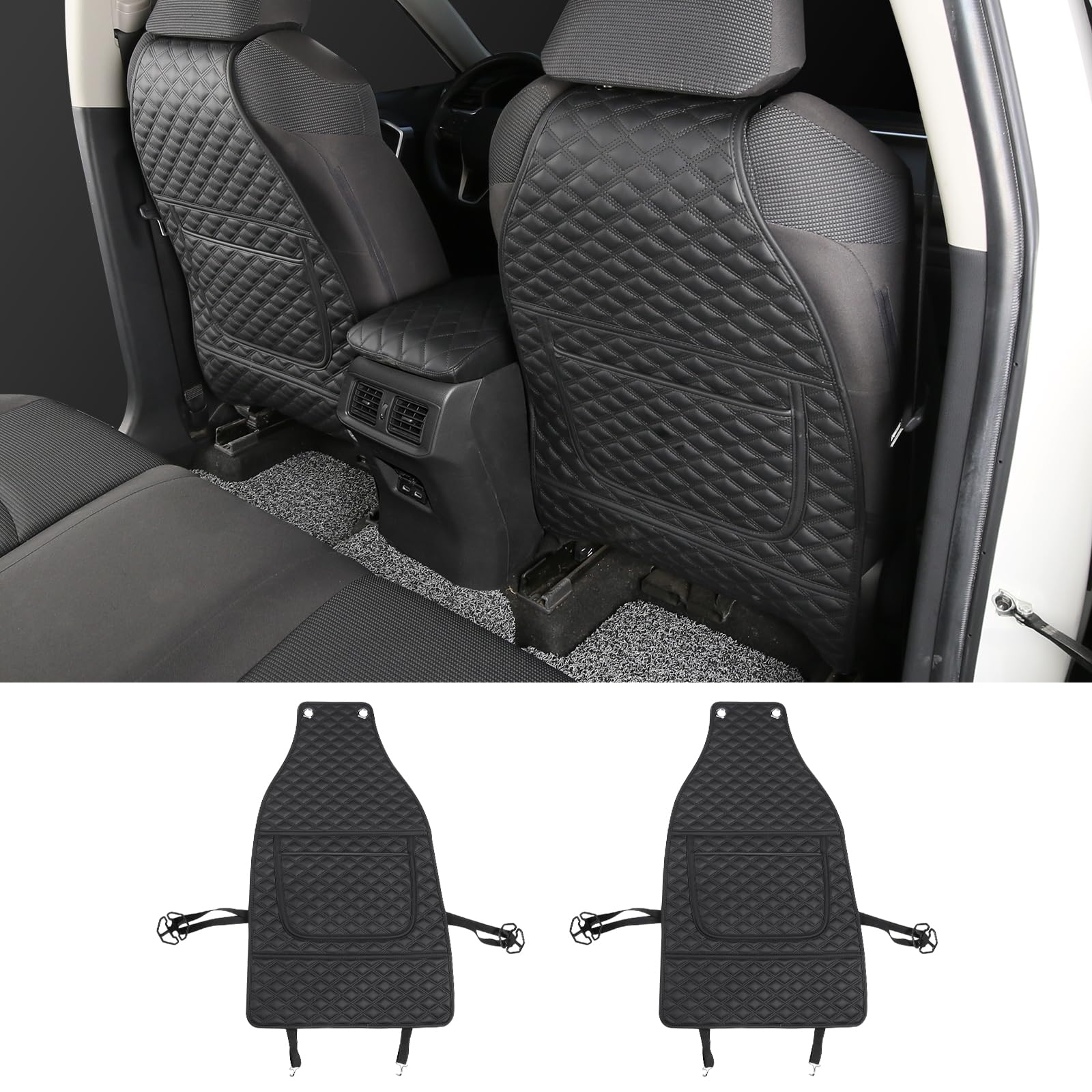 CZCGYDY Protector de asiento trasero para Toyota RAV4 2019 2020 2021 2022 2023, protector de cuero para asiento de coche para niños con bolsillo organizador, resistente al desgaste, impermeable, fácil