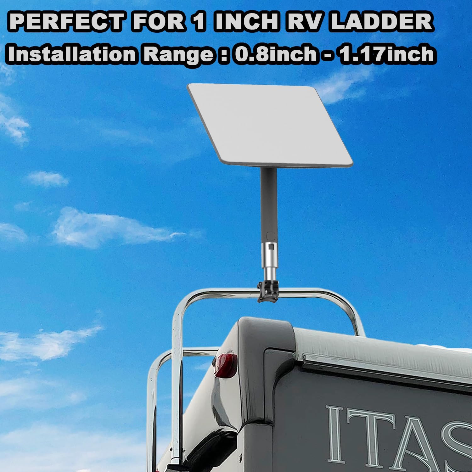 Starlink Gen 2 Mount for RV Ladder and Roof Rack, Starlink Mini RV Ladder Mount,Load-Bearing 200lbs, Installation Range 0.8-1.17” for Any Horizontal Rod (All Aluminum Material)
