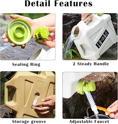 Miniatura 2 de Jarra de agua de 3.2 galones con espita, contenedor de agua para acampar sin BPA, a prueba de fugas, almacenamiento portátil de agua de emergencia