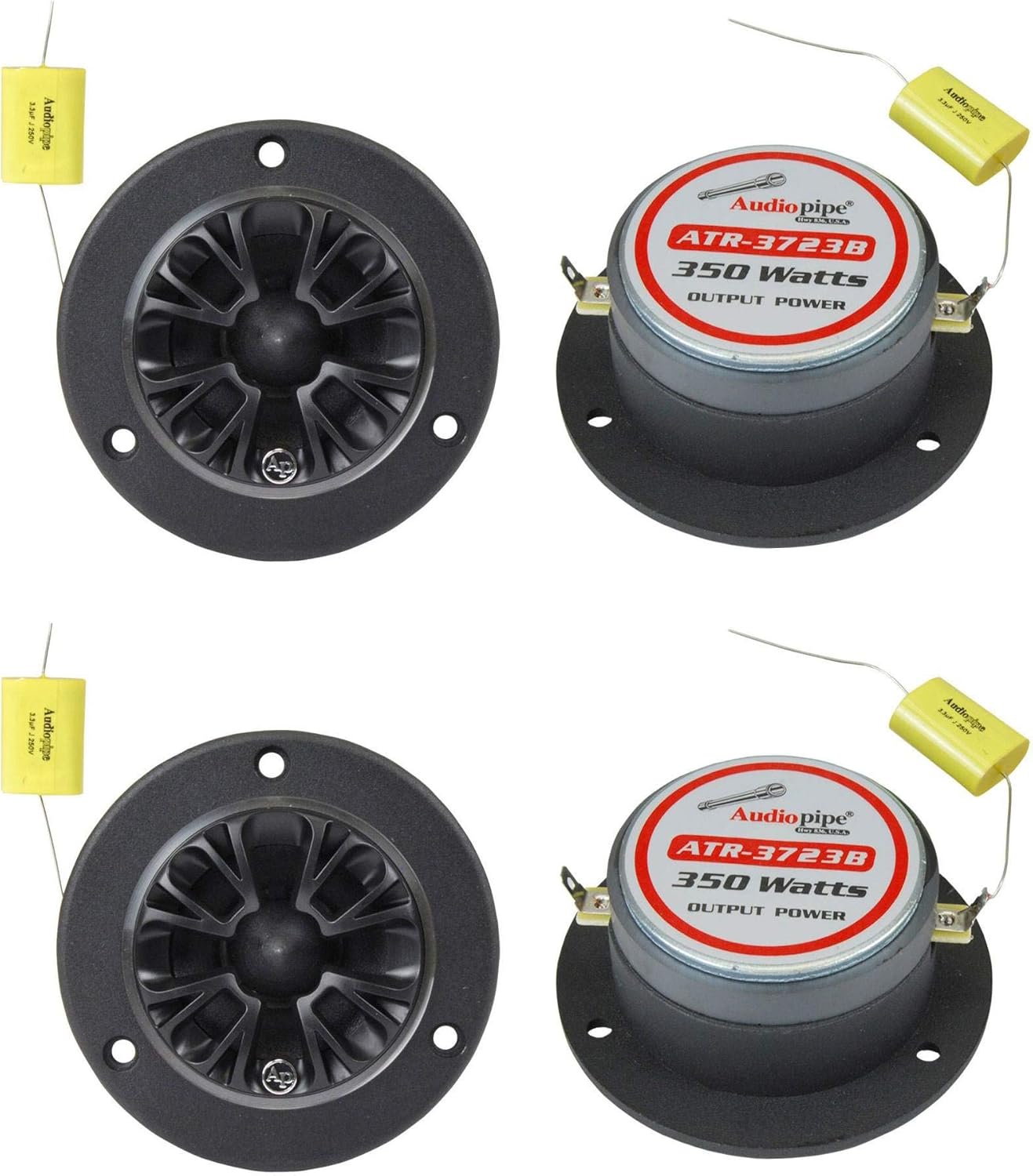 Audiopipe 4 ATR-3723B 3.75" 350W 4 Ohm Aluminum Car Audio Bullet Horn Tweeters