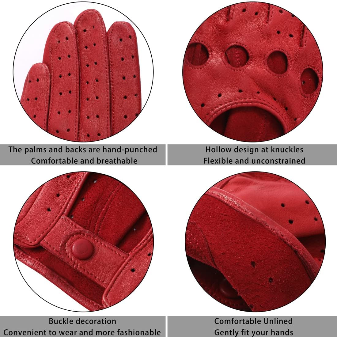 Harssidanzar Leather Driving Gloves For Women's,Summer Lambskin Unlined Ladies Driving Gloves GL009 - Image 5