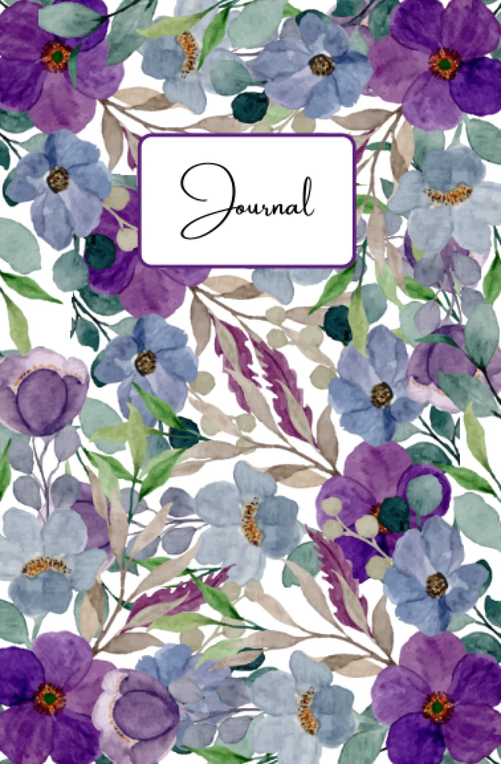 JIC Blue and Purple Flower Journal (120 lined pages, 8" x 5.25")