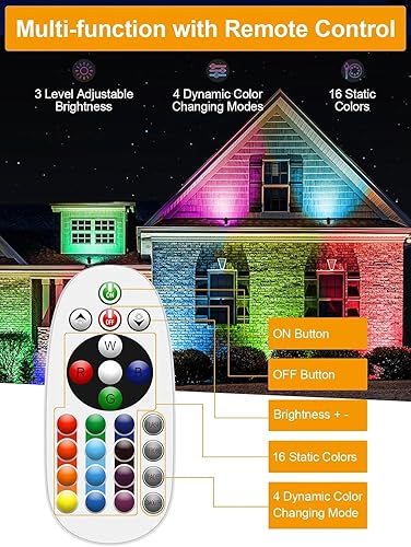 Miniatura 3 de ZUCKEO 12W RGB Iluminación de Paisaje de Bajo Voltaje Control Remoto Luces de Paisaje que Cambian de Color, Foco LED Impermeable al Aire Libre para