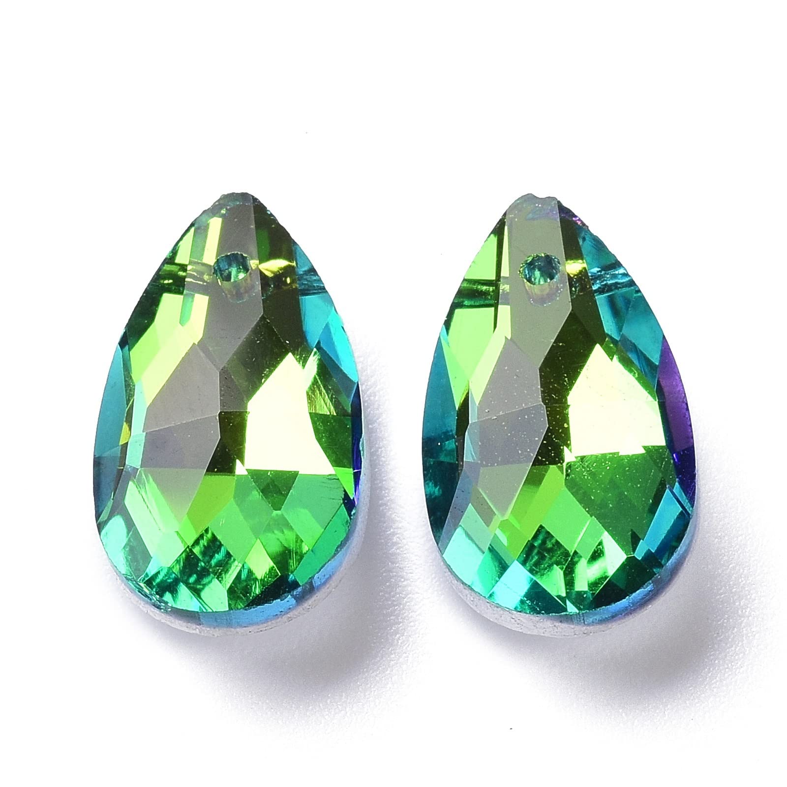 Spritewelry 100pcs Teardrop Crystal Beads Colorful Faceted Dorp Glass Bead Charms Chandelier Crystal Pendants Waterdrop Glass Beads for Jewelry Making DIY Earring Necklaces Bracelets