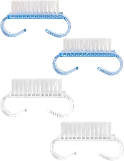 luvilly4 Pack Handle Grip Nail Brush, Nail Brush for Cleaning Fingernails, Pedicure Brushes for Toes and Nails Men Women(2Blue+2Clear)