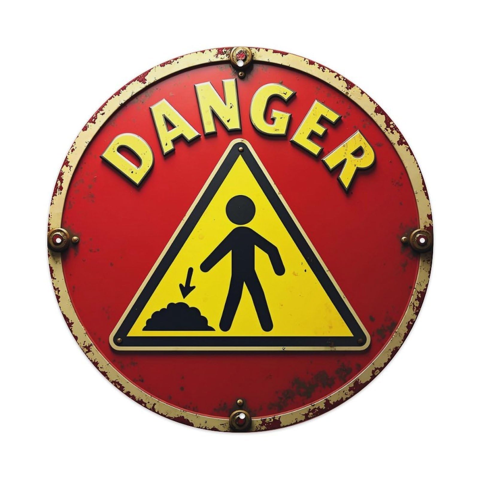 Danger Sign With Falling Person Tin Sign Metal Poster Vintage Metal Signs for Home Man Cave Bar Cafe Kitchen laundry room Wall Decorations 8x8 inches