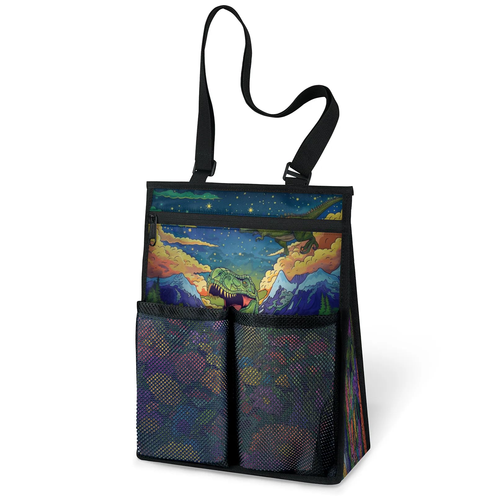 Ourtheme Flower Dinosaur Portable Shower Bag for Travel Gym Camp Beach Tote Shower Caddy Bags Hanging Toiletry Organizer