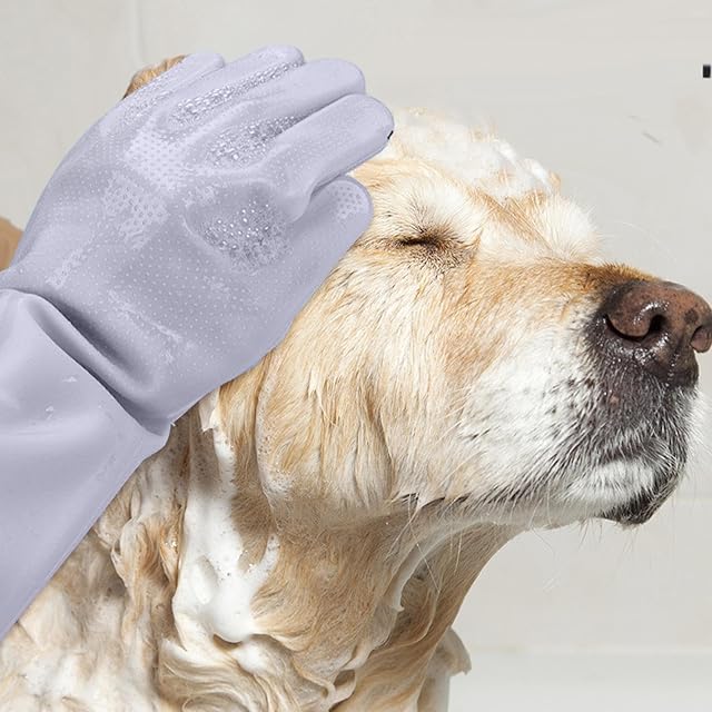 Foto 3 de 7 de madri [Actualizado Guantes De Aseo para Mascotas, Guante De Cepillo para Quitar El Peloo