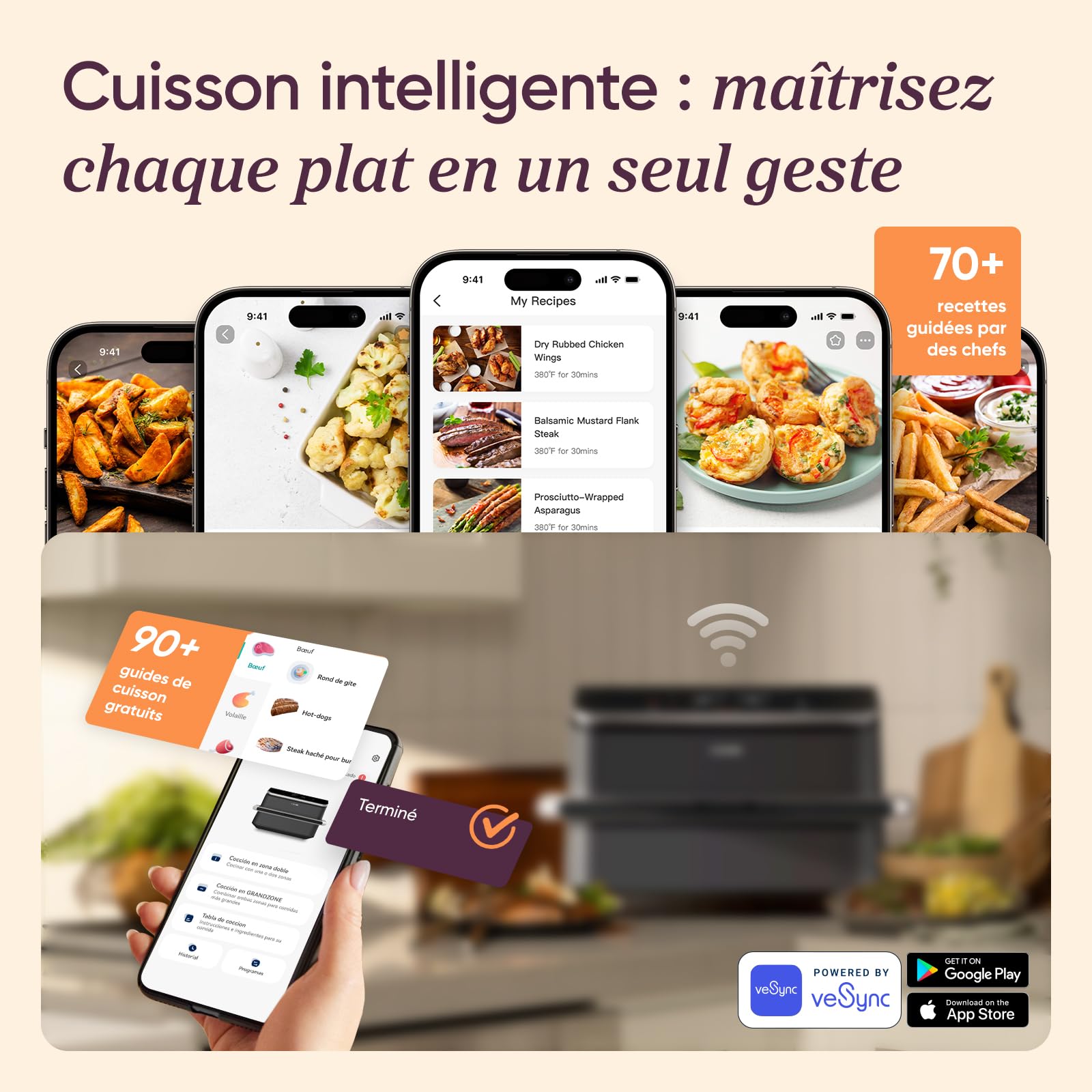 COSORI Air Fryer 10L Twinfry, Friteuse sans Huile Double Résistance, Airfryer à Dual Zone Avec Séparateur Amovible, 5-en-1, Grande Capacité, Cuisson optimale, 40℃-240℃, 70 Recettes en ligne,Noir
