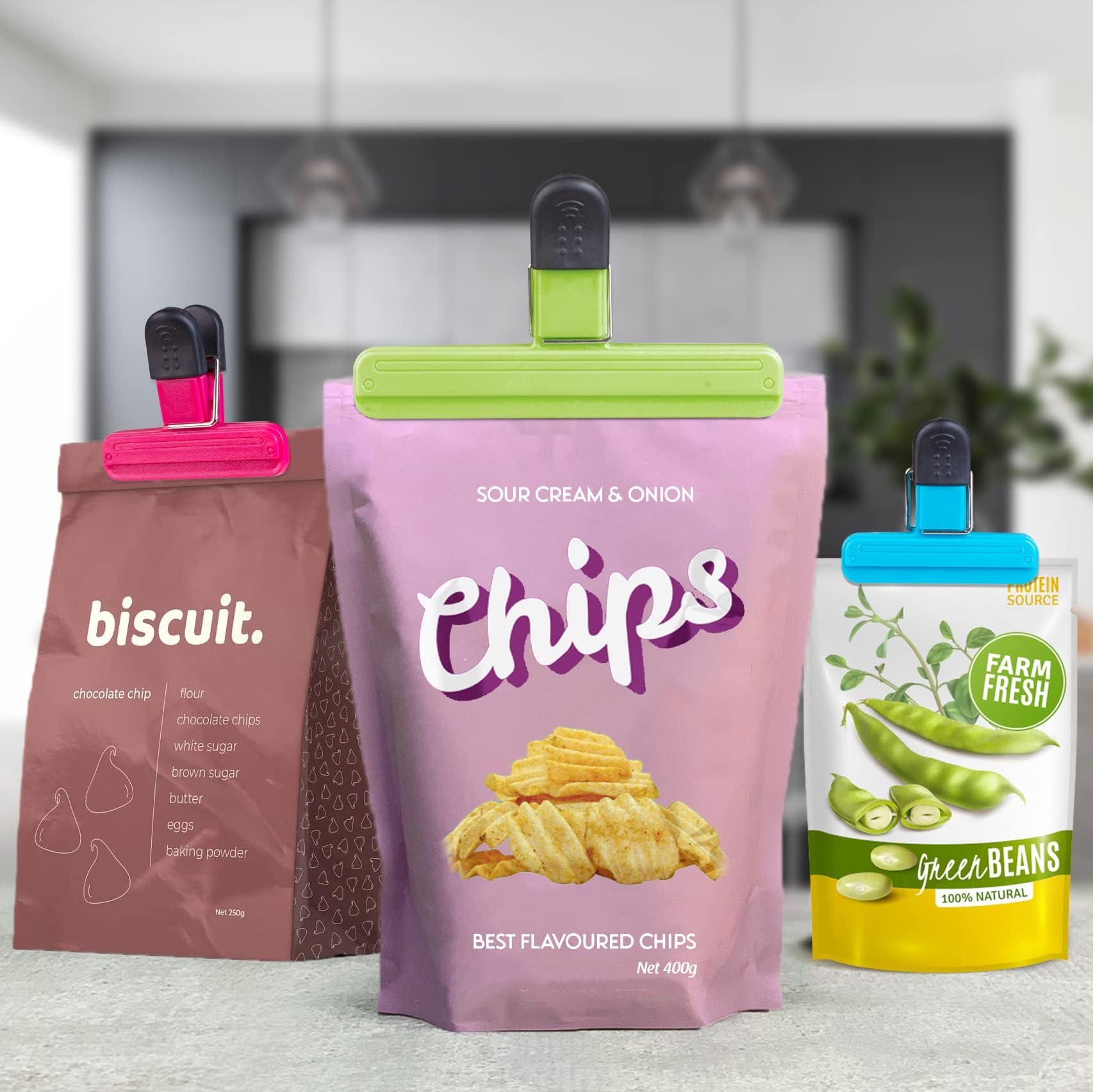 Bag Clips for Food Storage 2 Sizes - 6 Pcs Sturdy, Airtight, Reusable Clips for Sealing Freezer Bags-Ideal for Home & Kitchen - Assorted Colors