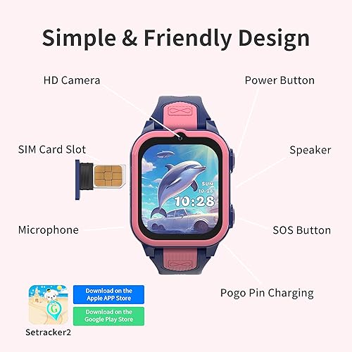 Miniatura 6 de Relojes inteligentes 4G para niñas con rastreador GPS y llamada telefónica, reloj GPS para niños de 5 a 12 años con llamadas SOS, videollamada HD,