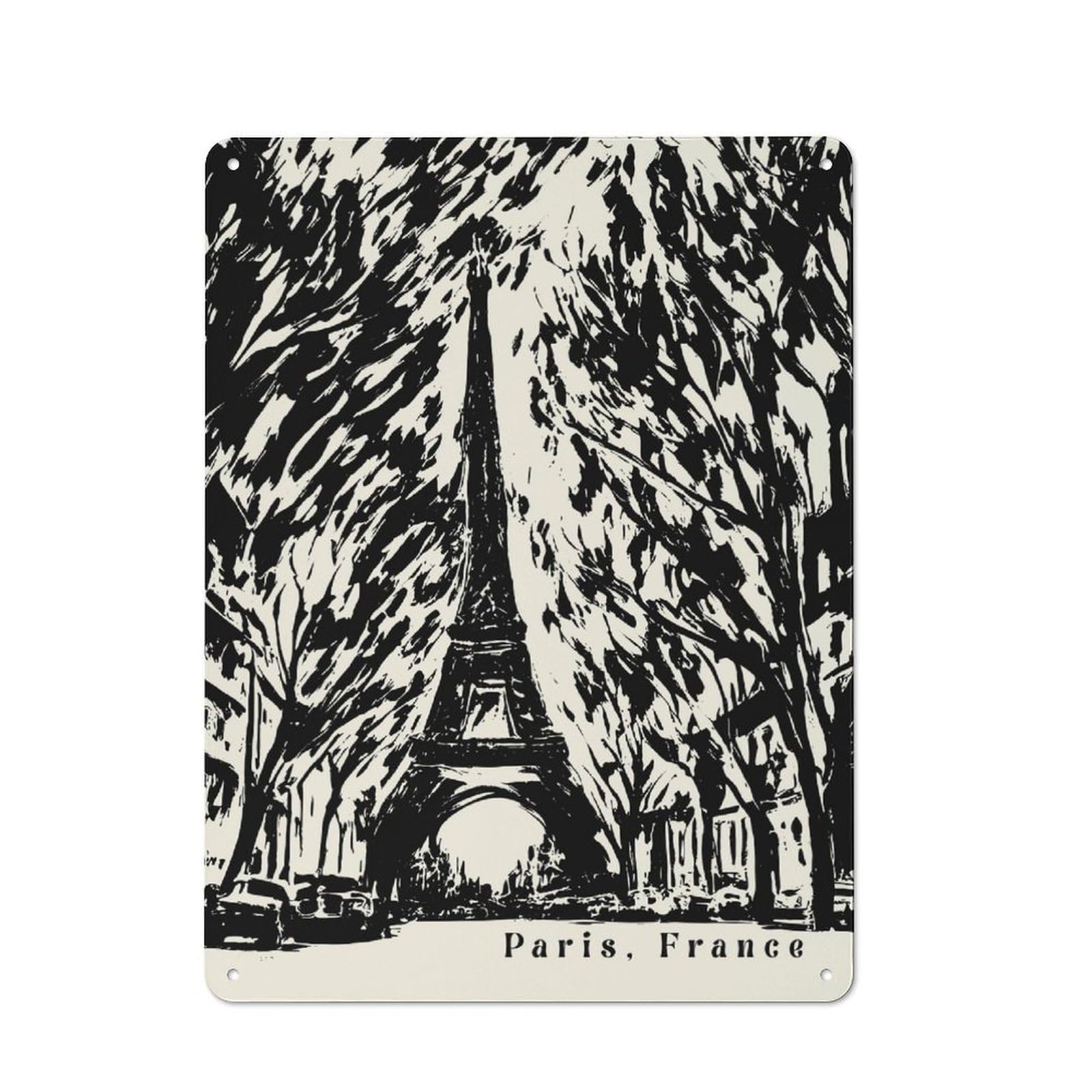 Junmoney Style-11 Eiffel Tower Vintage Art Everyday Metal Wall Decor 40X30cm, Decorative Tin Plaque For Flat, Dorm Room, Lounge Or Cafe