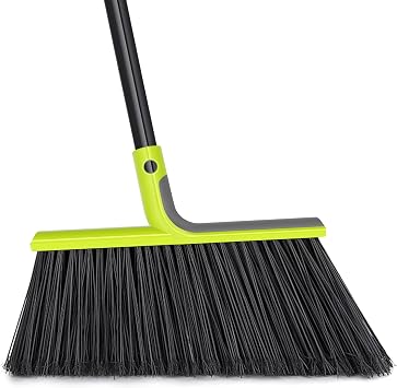 TidyBliss Outdoor Broom Heavy Duty, 56 inches Tall Commercial Soft Bristle Angle Brush for Sweeping Outside Patio Garden Porch Deck Shop Restaurant Garage House Lobby Hardwood Floors Green