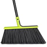 TidyBliss Outdoor Broom Heavy Duty, 56 inches Tall Commercial Soft Bristle Angle Brush for Sweeping Outside Patio Garden Porch Deck Shop Restaurant Garage House Lobby Hardwood Floors (Green)