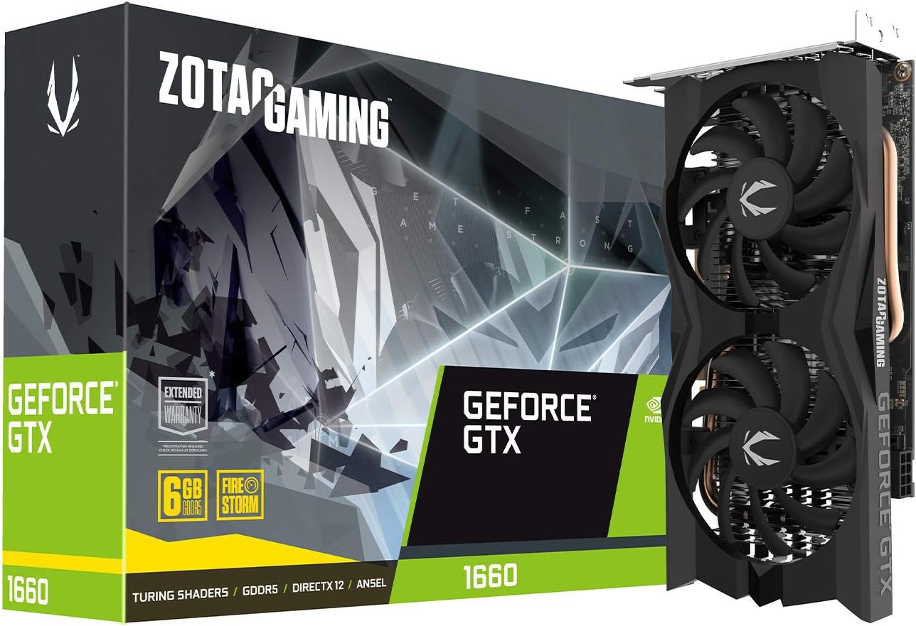 ZOTAC Gaming GeForce GTX 1660 6GB GDDR5 192-bit Gaming Graphics Card, Super Compact, ZT-T16600K-10M