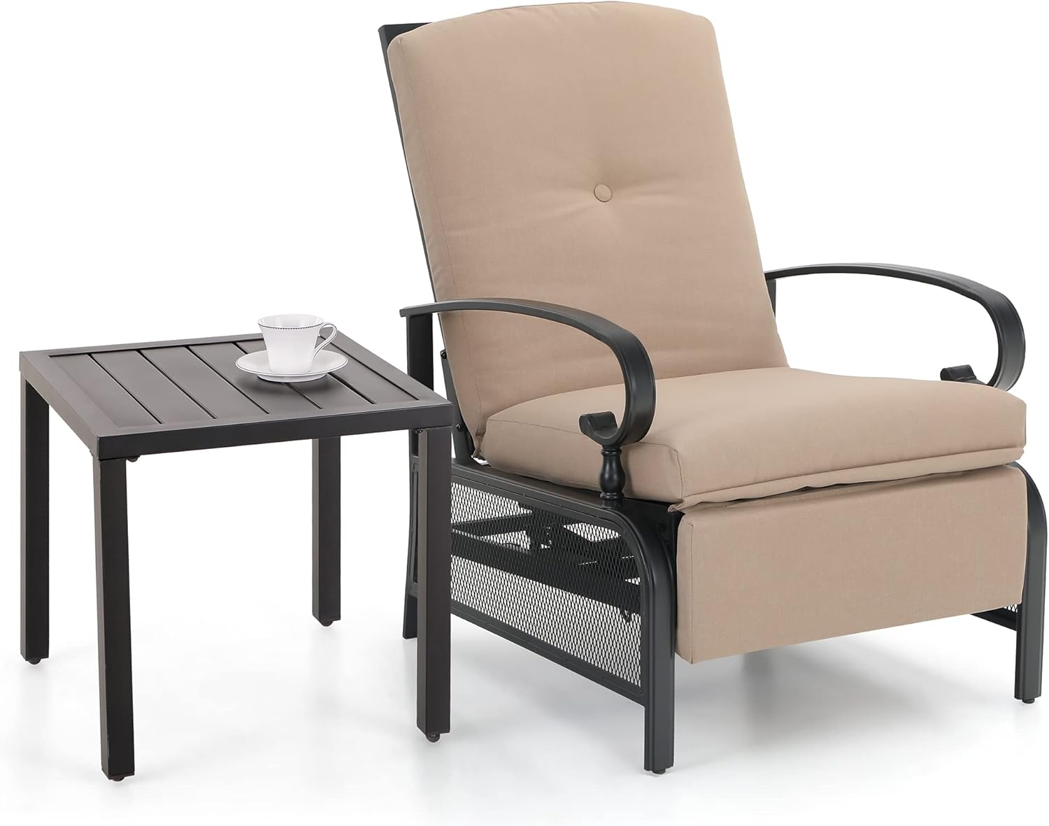 PHI VILLA Adjustable Patio Recliner Chair Outdoor Lounge