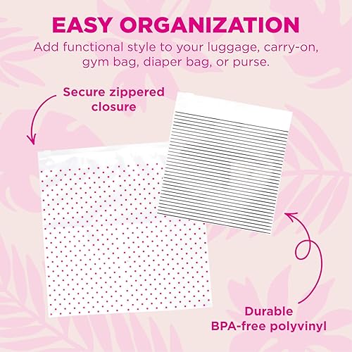 Miniatura 10 de Miamica Neceser resellable de tamaño de cuarto de galón para mujer y organizadores de embalaje de viaje, hibisco paquete de 12, Hibiscus 12 Pack,