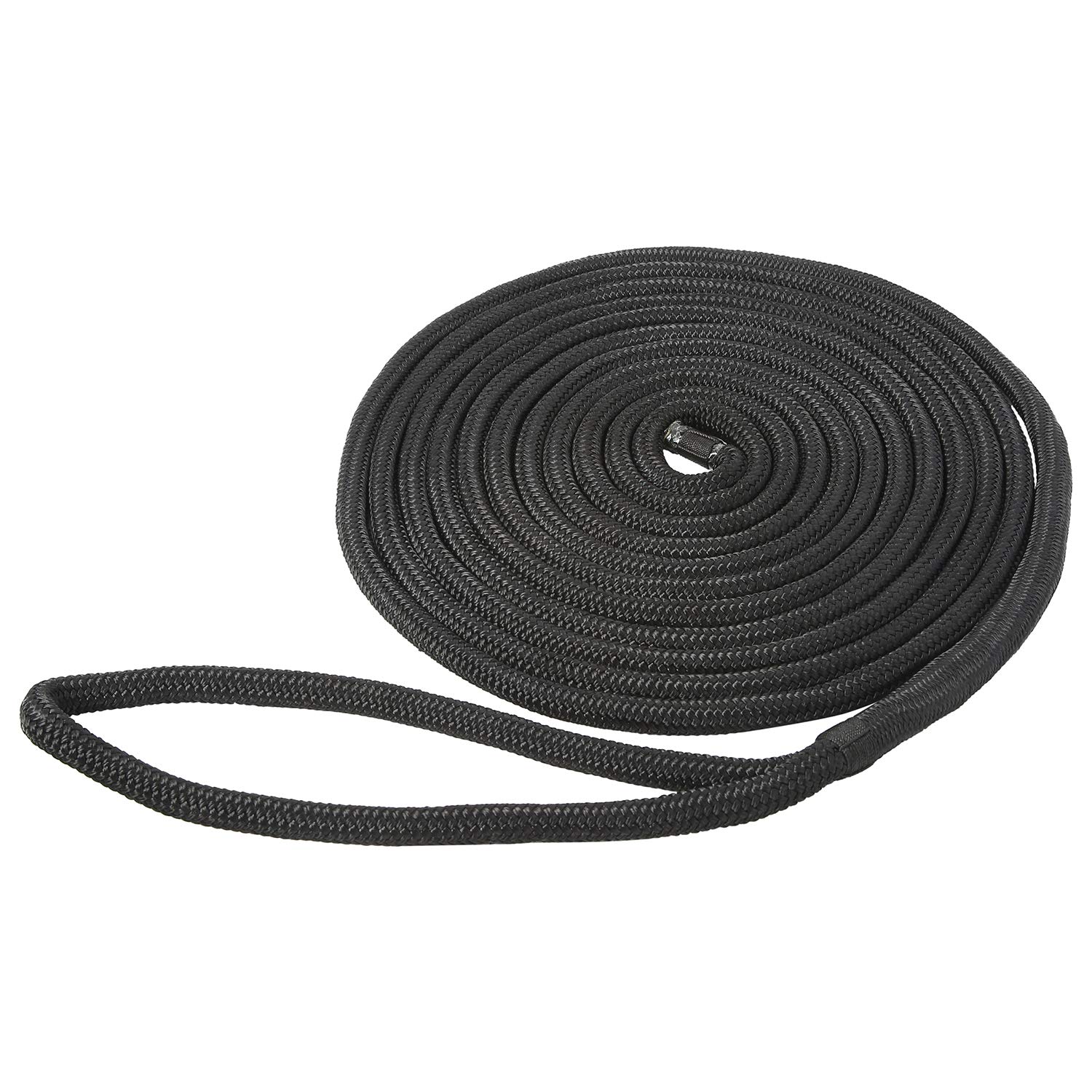 NovelBee Lot de 2 Lignes d'accueil en Nylon à Double Tresse de 1,6 cm x 9,2 m, Corde d'amarrage, Limite de Charge de Travail de 698,5 kg, résistance à la Rupture de 3,5 kg (Noir)
