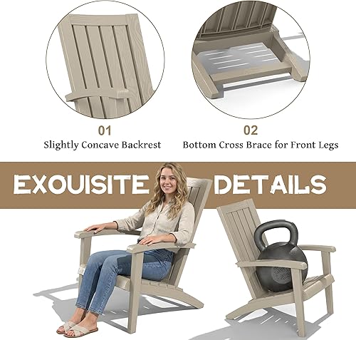 Miniatura 6 de Sillas Adirondack con soporte para tazas, sillas de patio, impermeables, resistentes a los rayos UV, sillas plegables para exteriores, fáciles de