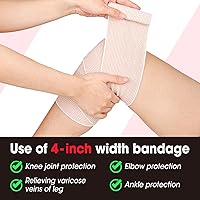 Vista 4 de Paquete de 6 Vendas Elásticas Premium (2x3, 2x4, 2x6), Vendas de Compresión, Vendas para Linfedema para Piernas, Tobillo, Rodilla, Abdomen