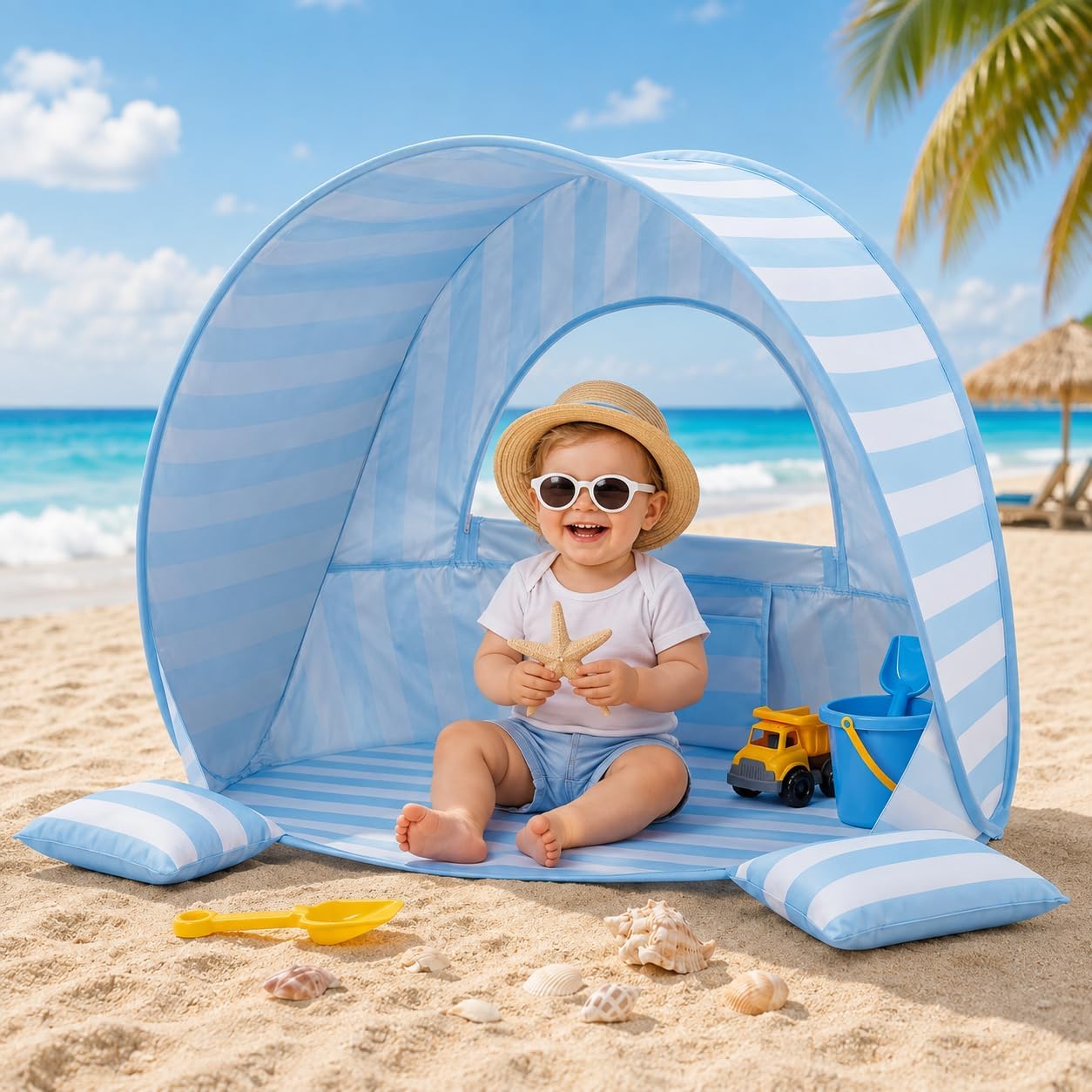 Baby Beach Tent, UPF 50+ Sun Shelter, Pop Up Beach Canopy