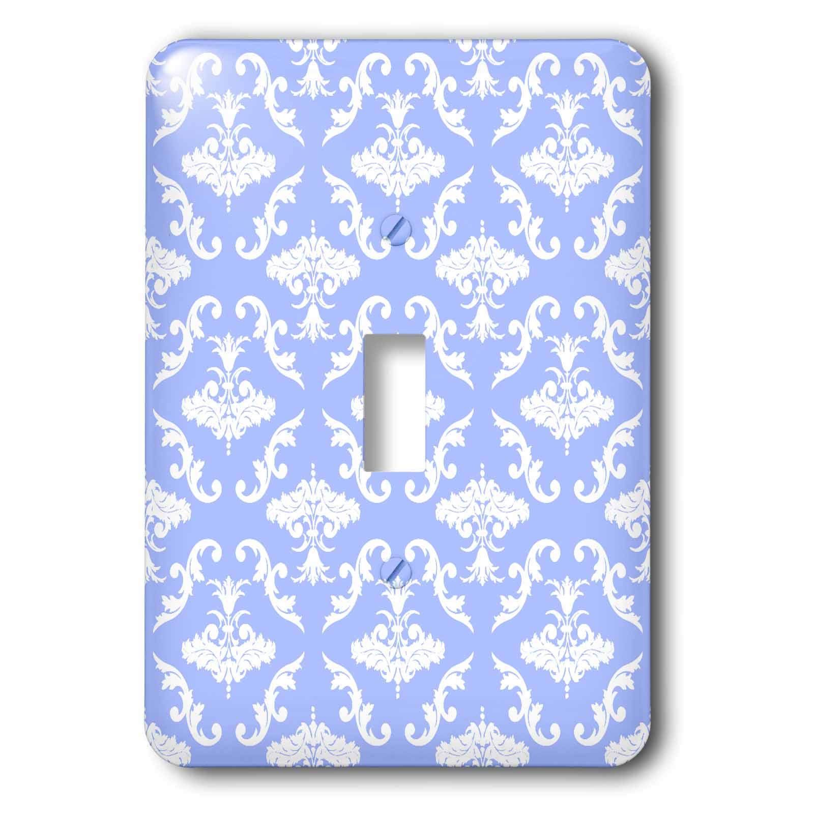 Interrupteur à baïonnette motif damas bleu blanc plaque murale LSP_49885_1