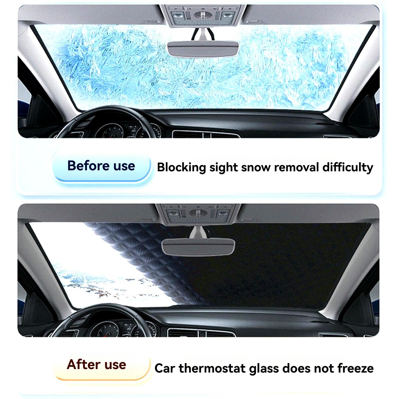 Cubierta De Parabrisas De Helada De Coche para Invierno, Cubierta De Pantalla De Medio Coche Protector De Nieve De Hielo Anti Granizo con Ganchos Y Rayas Reflectantes