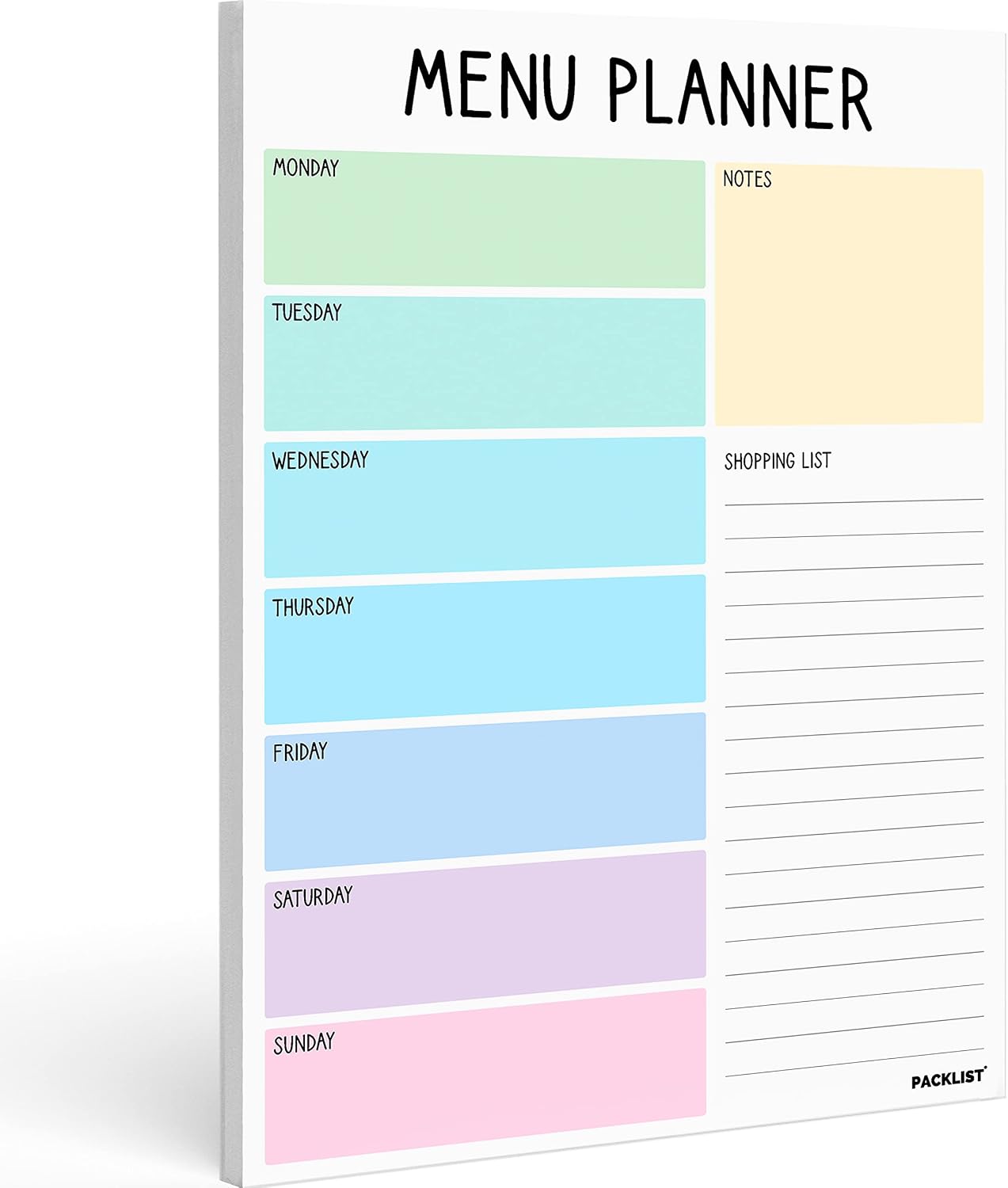 PACKLIST® Weekly Meal Planner & Grocery Shooping List A4 8x11” Food ...
