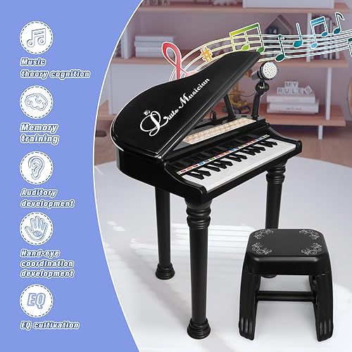 Vista 11 de Love & Mini - Piano/teclado de juguete para niños de 3 a 5 años como regalo de cumpleaños, con 24 teclas, color rosa; instrumento musical de juguete