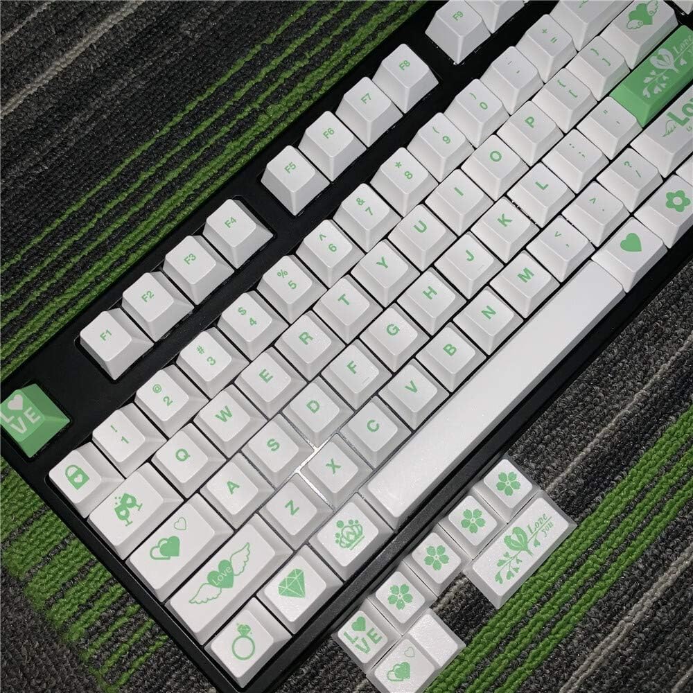 Keyboard Keycaps 111 Keys PBT Dye Sublimation Valentine's Day Theme Keycaps Mechanical Keyboard Keycaps Cherry Profile (Axis Body: Keycaps Only Color: Blue)